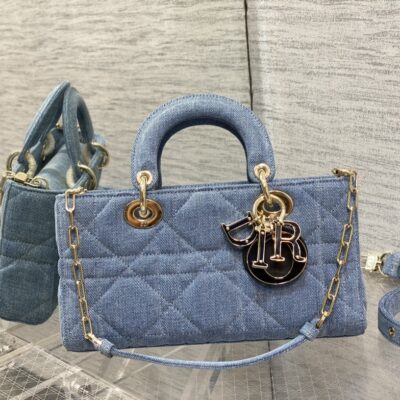 Dior Lady D-joy Bag in Blue Denim