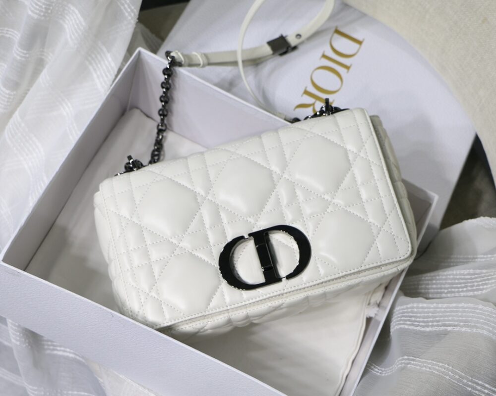 Dior Medium Caro Bag in Milky White Calfskin