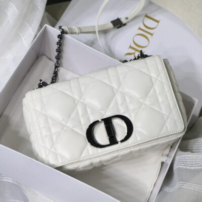 Dior Medium Caro Bag in Milky White Calfskin