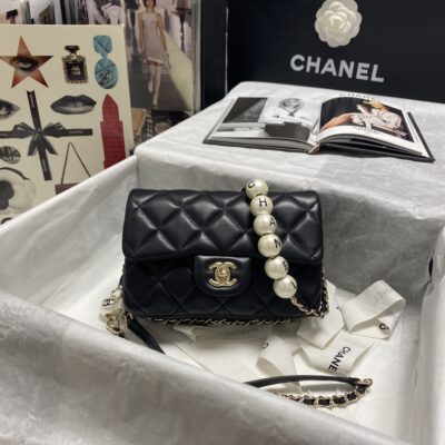 Chanel Pearl Chain Mini Flap Bag in Black