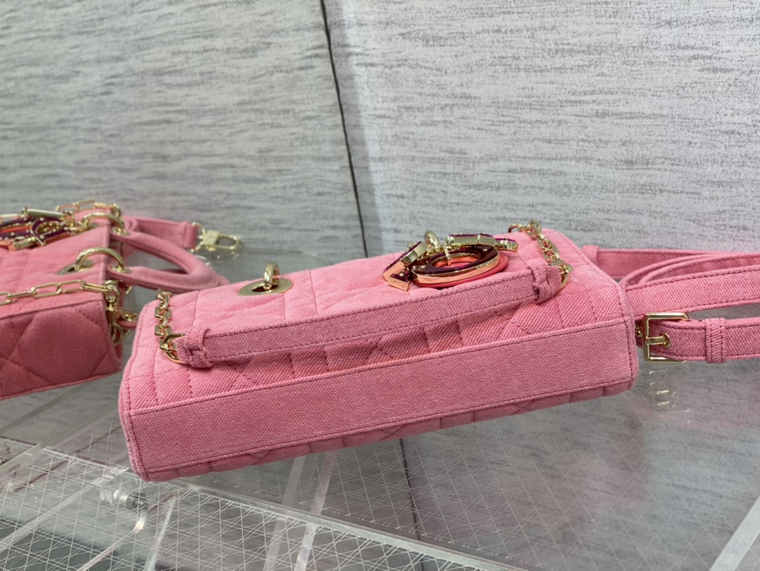 Dior Lady D-joy Bag in Pink Denim - Image 6