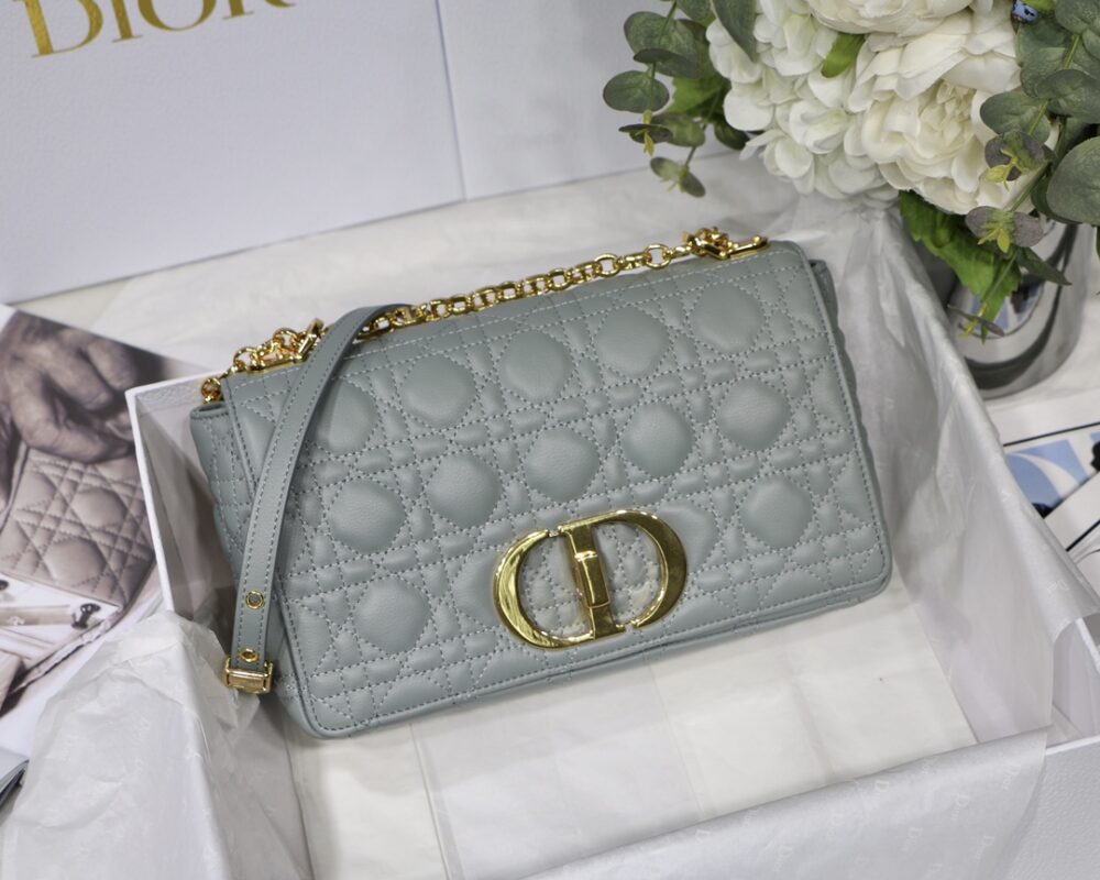 Dior Medium Caro Bag in Grey Calfskin