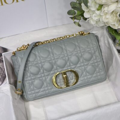 Dior Medium Caro Bag in Grey Calfskin