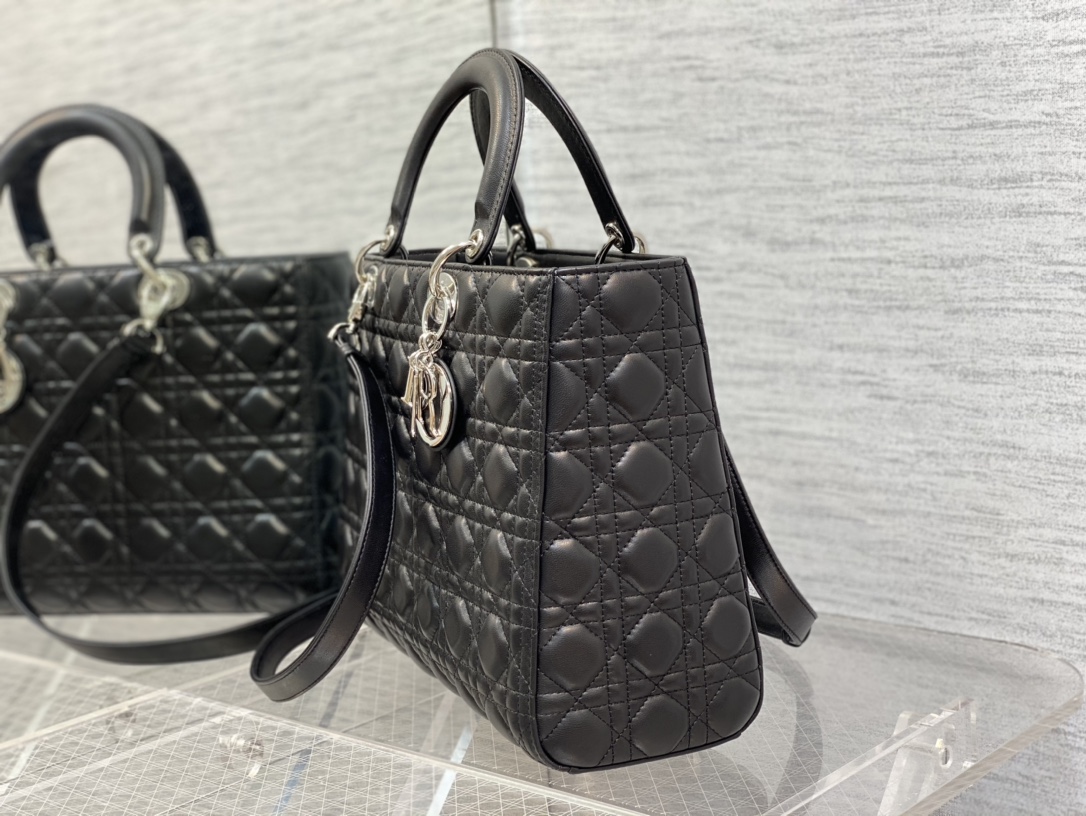 Lady Dior Large Bag in Black Sheepskin - Image 4