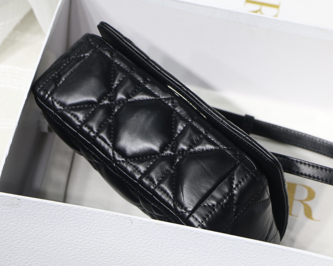Dior Small Caro Bag in Black Calfskin - Image 8