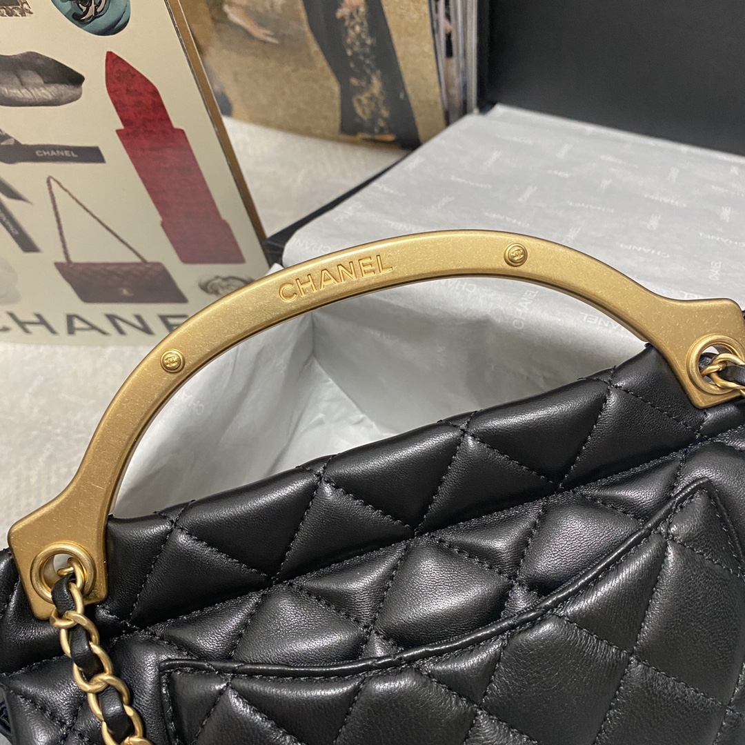 Chanel Lady Handle Flap Bag in Black - Image 9