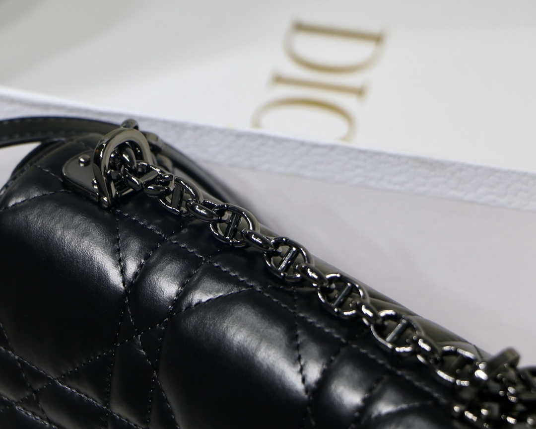 Dior Small Caro Bag in Black Calfskin - Image 10