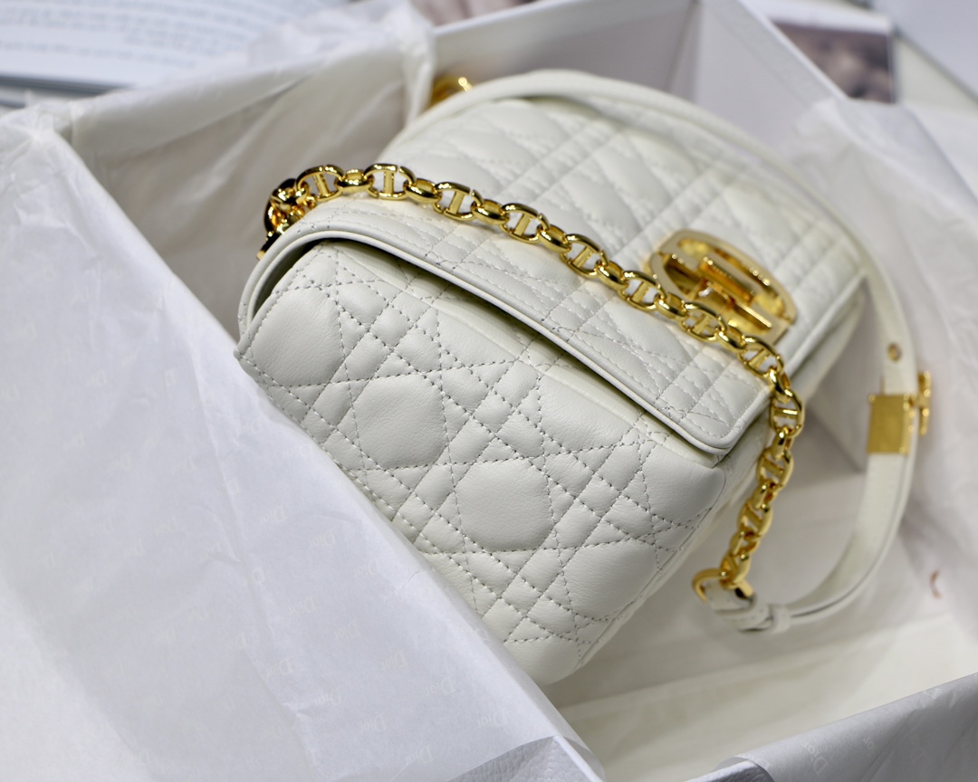 Dior Medium Caro Bag in White Calfskin - Image 4