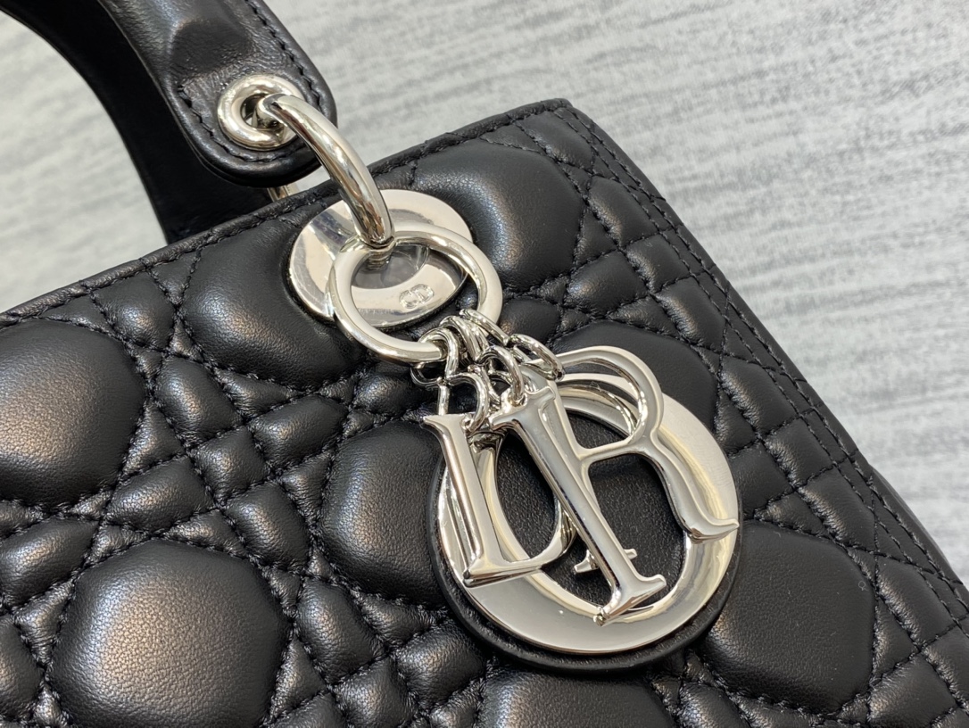 Lady Dior Small Bag in Black Sheepskin - Image 9