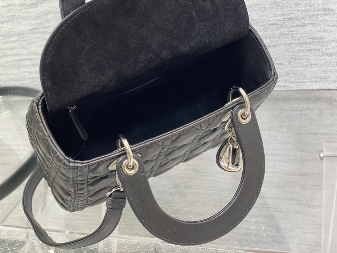 Lady Dior Small Bag in Black Sheepskin - Image 6