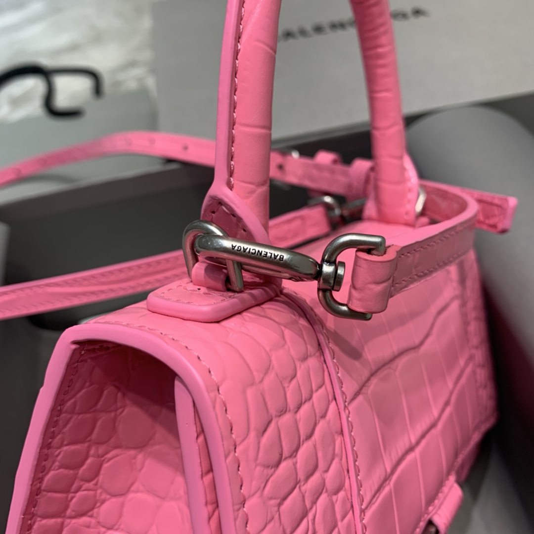 Balenciaga Mini Hourglass Bag in Pink Crocodile Pattern - Image 7