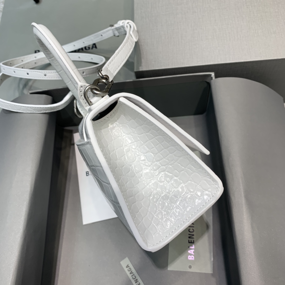 Balenciaga Mini Hourglass Bag in White Crocodile Pattern - Image 5