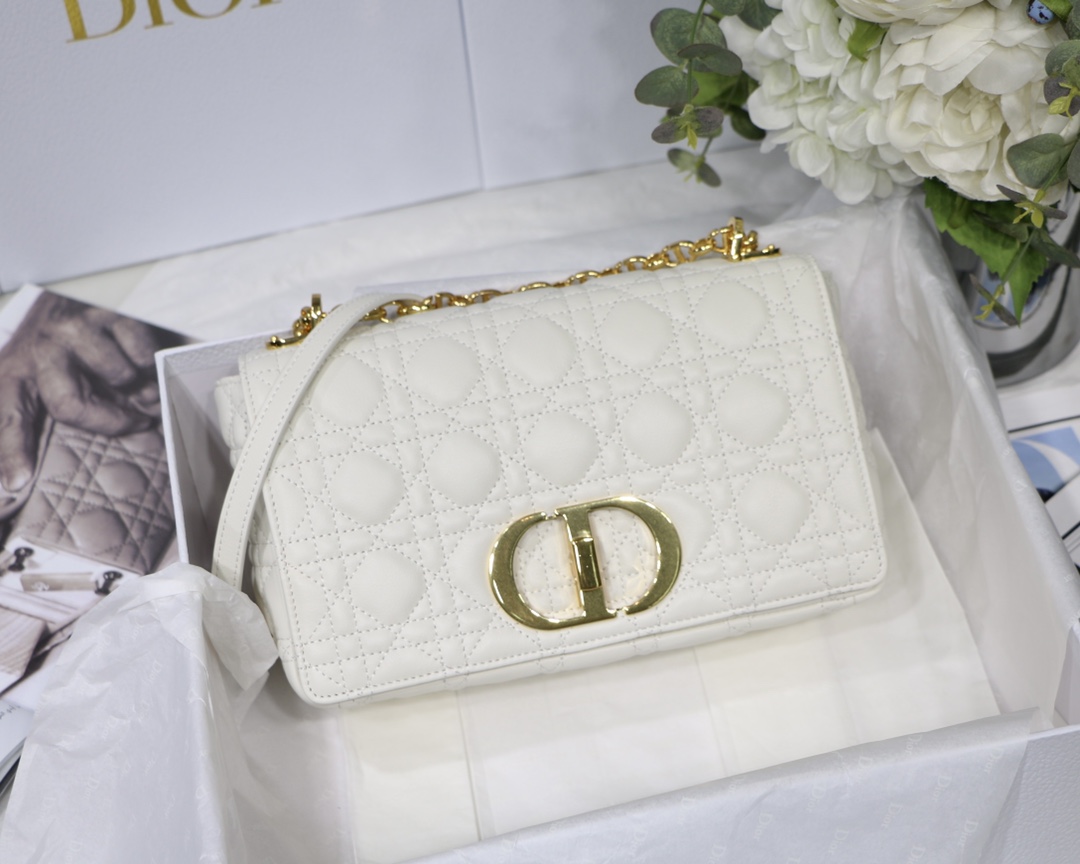 Dior Medium Caro Bag in White Calfskin - Image 6