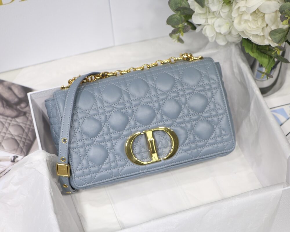 Dior Mini Caro Bag in Light Blue Calfskin