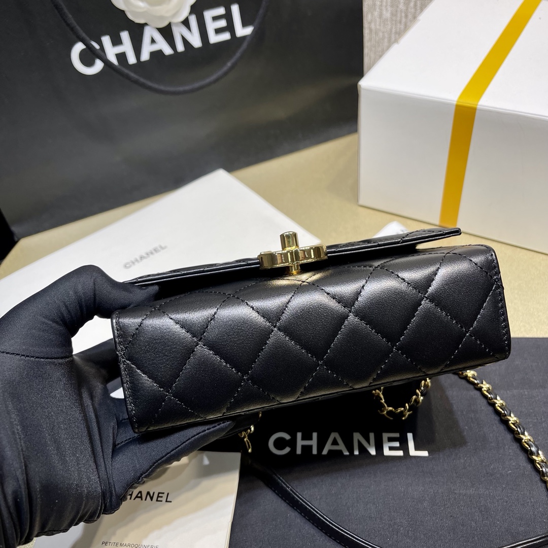 Chanel 22 Classic Rectangular Mini Flap Bag in Black Lambskin - Image 7