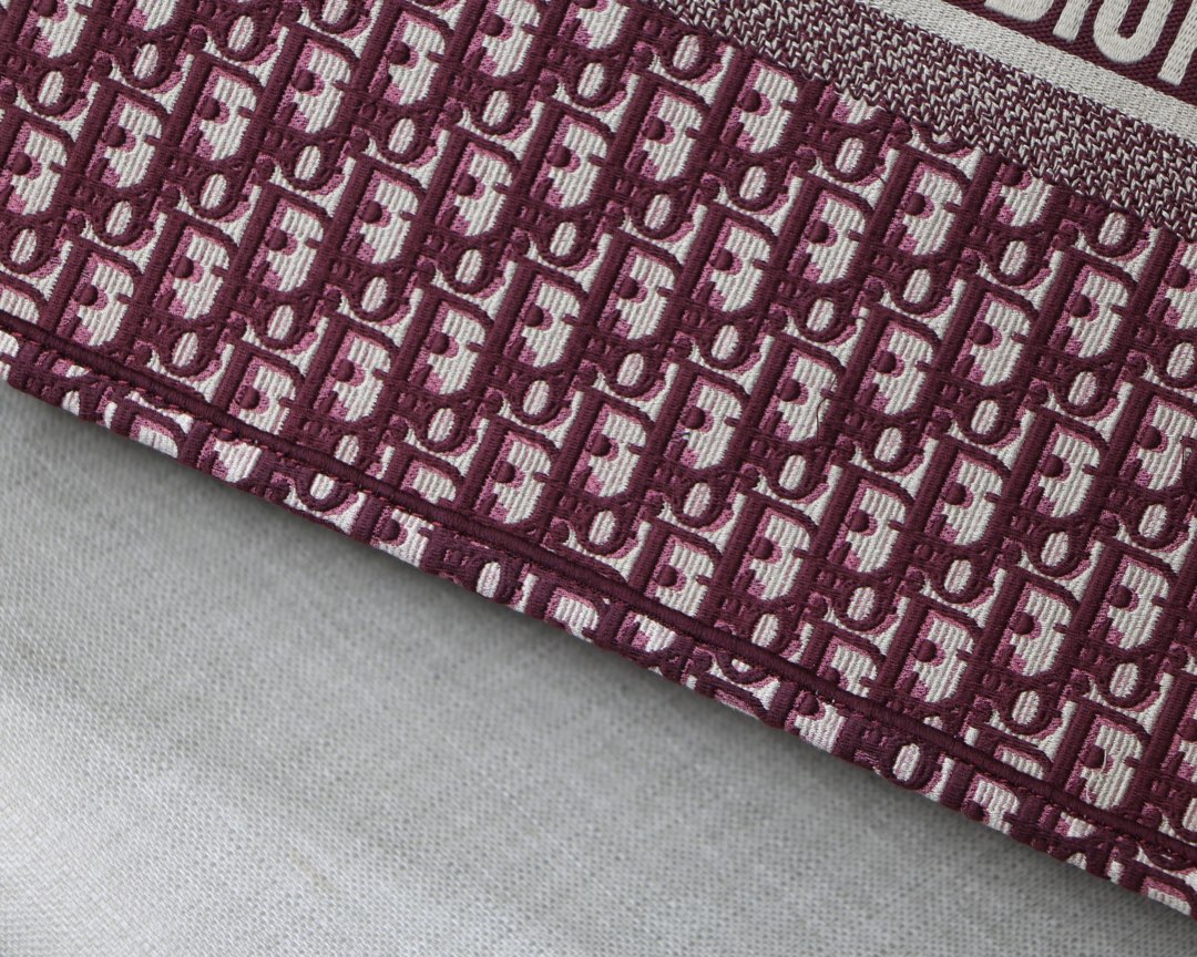 Dior Large Book Tote Bag in Dark Red Monogram - Image 10