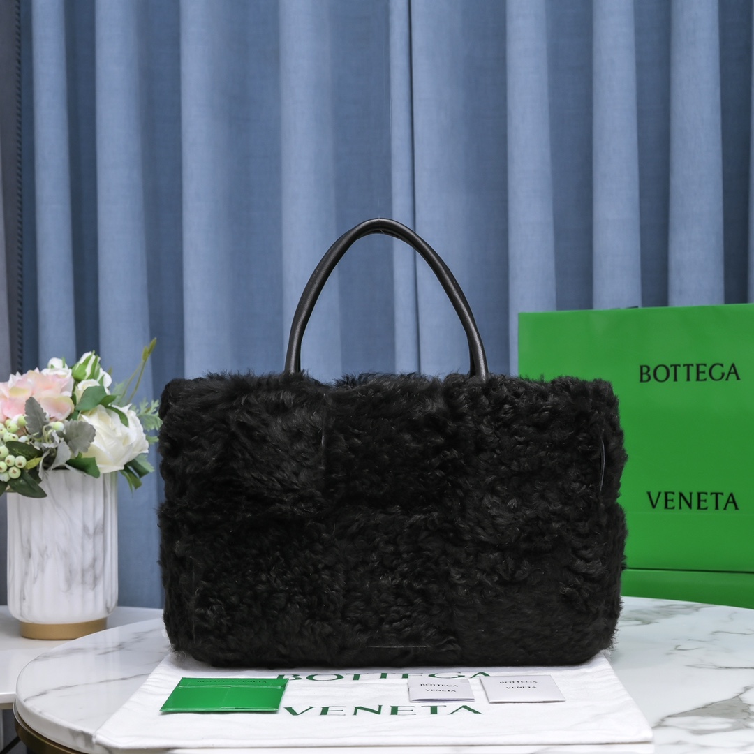 Bottega Veneta Black Fluffy Arco Tote Bag