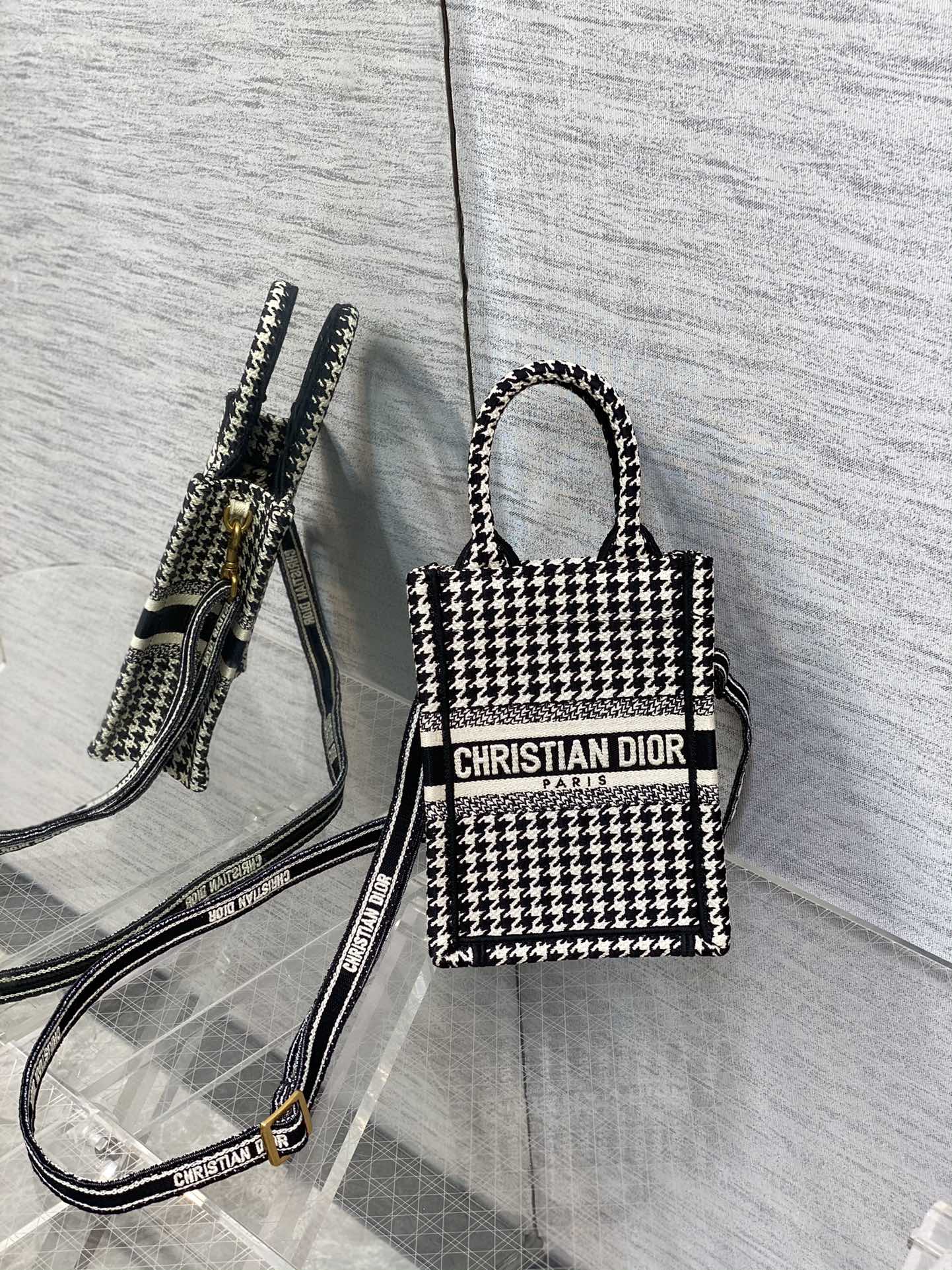 Dior Mini Tote Bag in Black &White Houndstooth