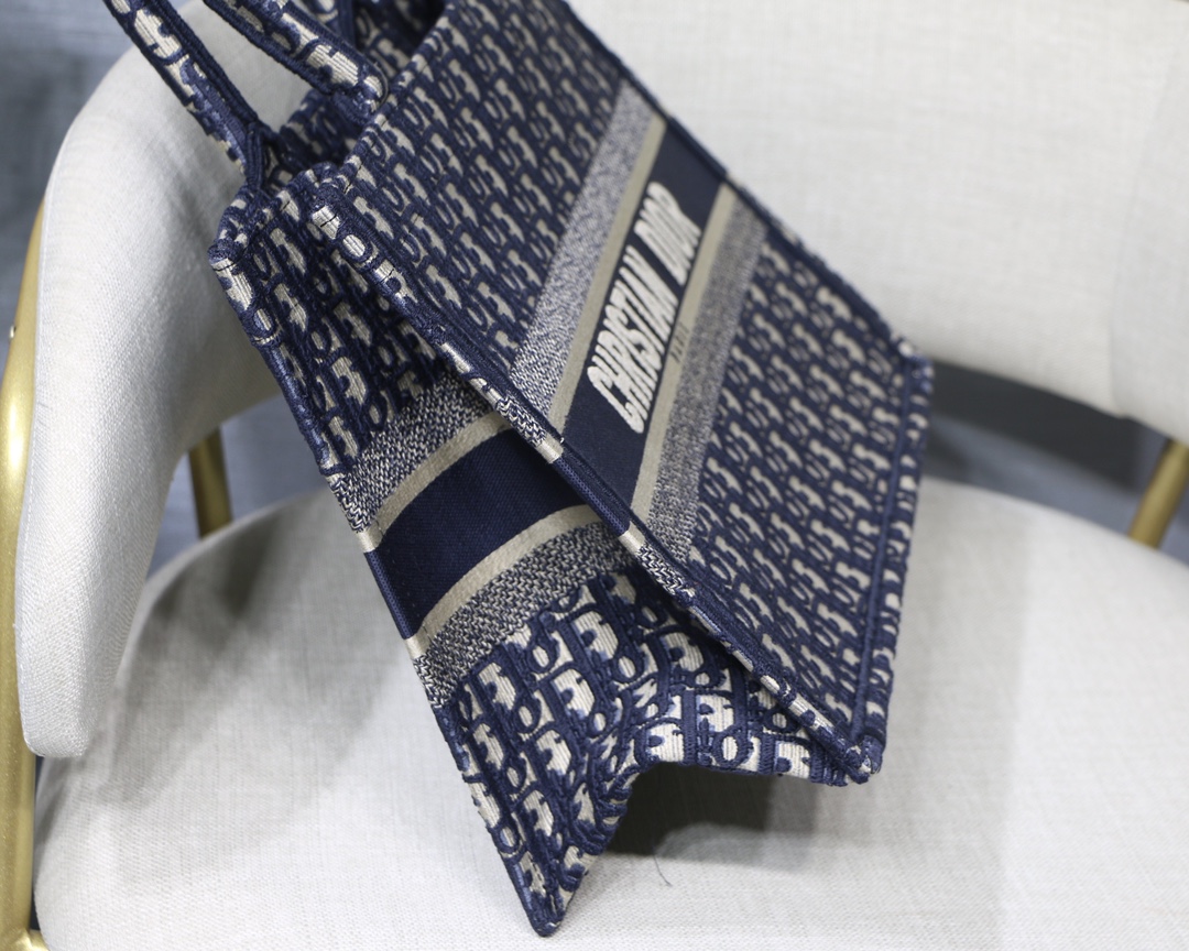 Dior Small Book Tote Bag in Blue Monogram - Image 4