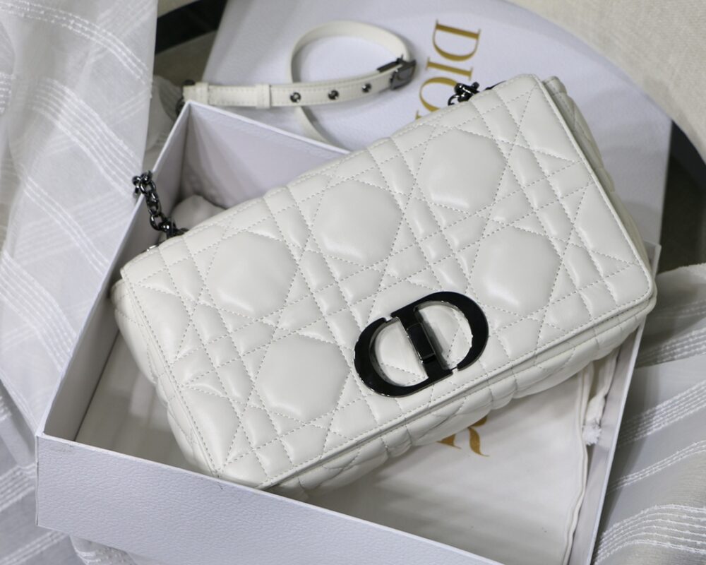Dior Large Caro Bag in Milky White Calfskin