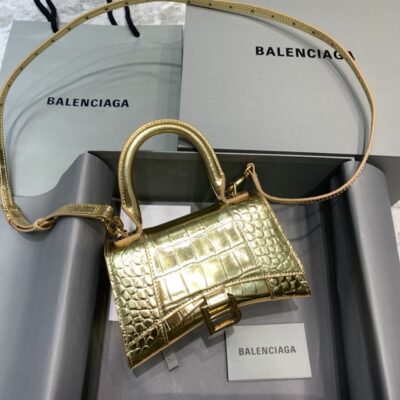 Balenciaga Mini Hourglass Bag in Golden Crocodile Pattern