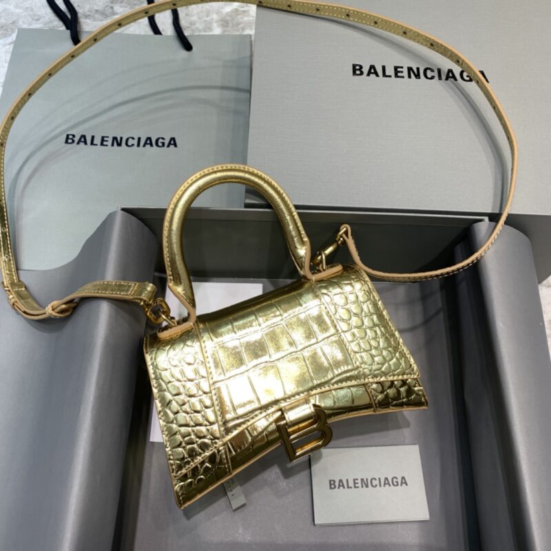 Balenciaga Mini Hourglass Bag in Golden Crocodile Pattern