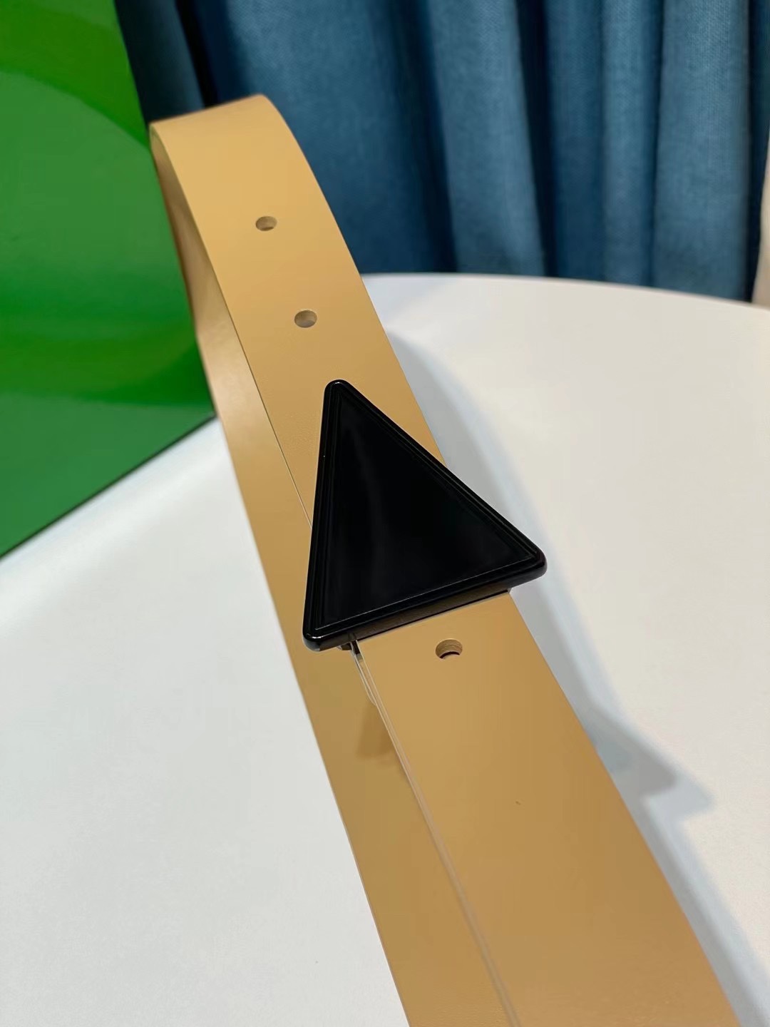 db9bf2_53438855eda4494293e4492626f4264cmv2.jpg Bottega Veneta Triangular Buckle Leather Belt - Image 1