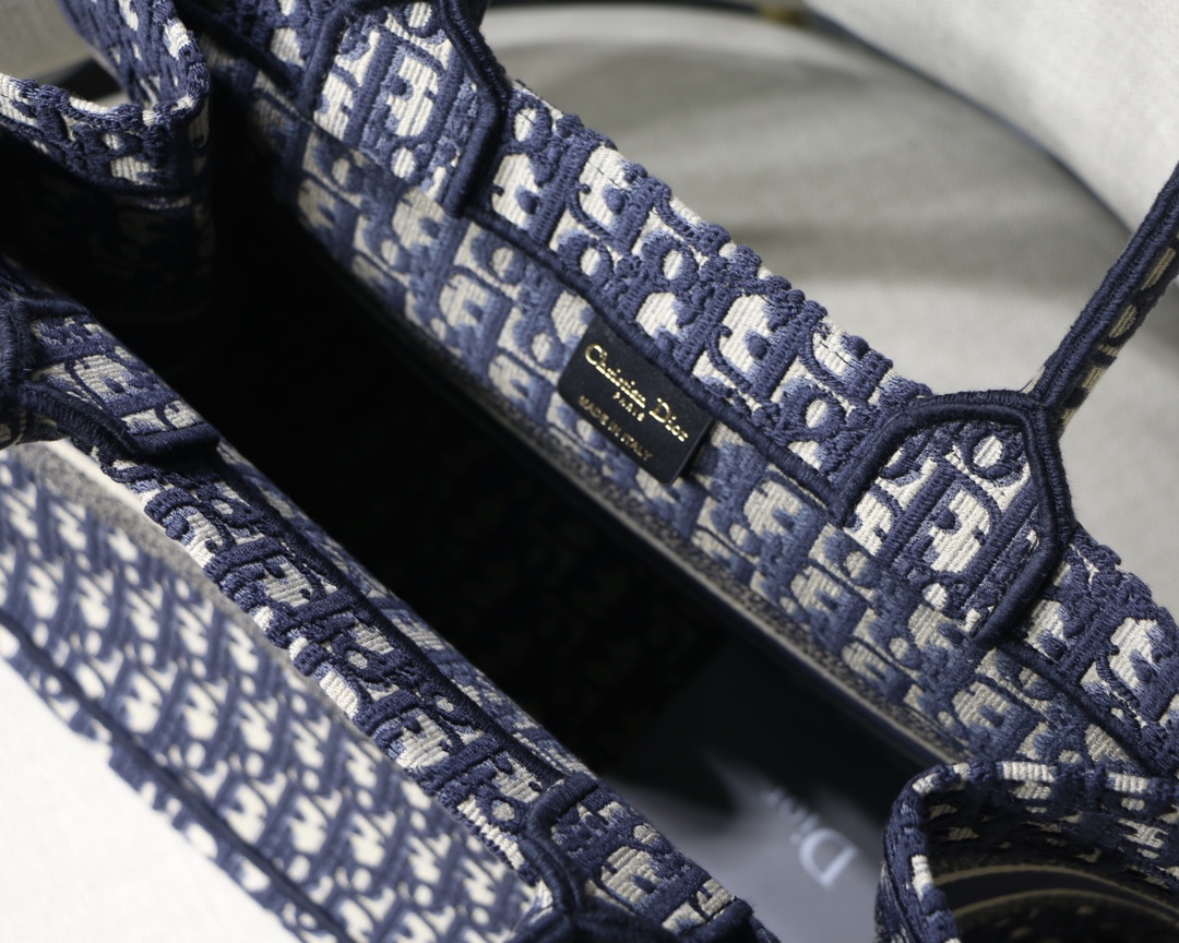 Dior Small Book Tote Bag in Blue Monogram - Image 5