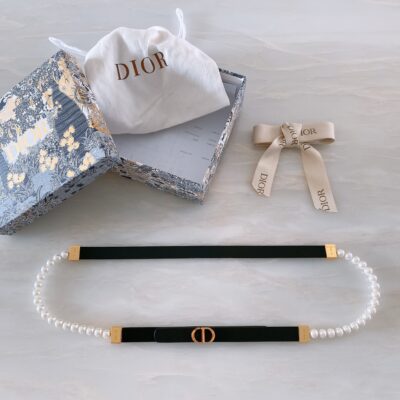 Dior Pearl&Leather Chain Belt