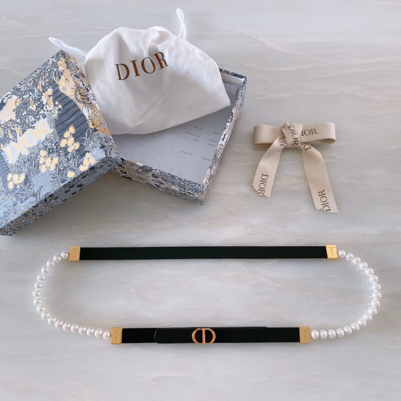 Dior Pearl&Leather Chain Belt