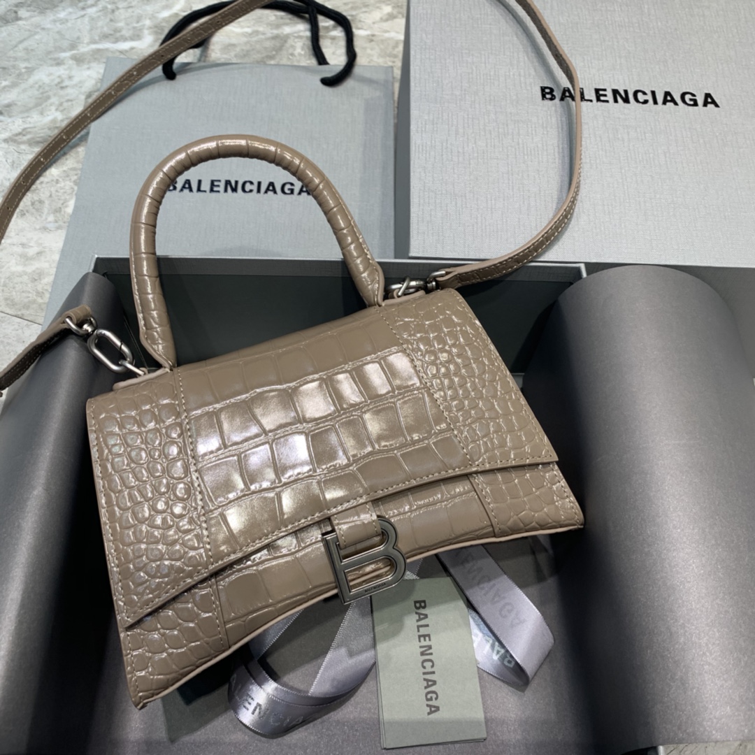 db9bf2_560f929f16494e66b6a240ca74ec3f91mv2.jpg Balenciaga Small Hourglass Bag in Milk Tea Crocodile Pattern - Image 1
