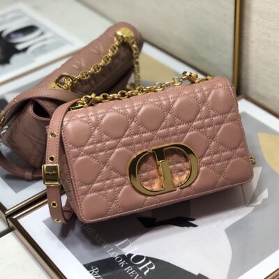 Dior Small Caro Bag in Dark Pink Calfskin