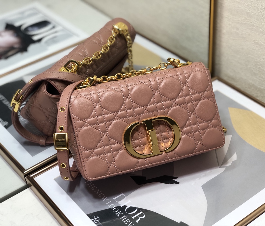 Dior Small Caro Bag in Dark Pink Calfskin
