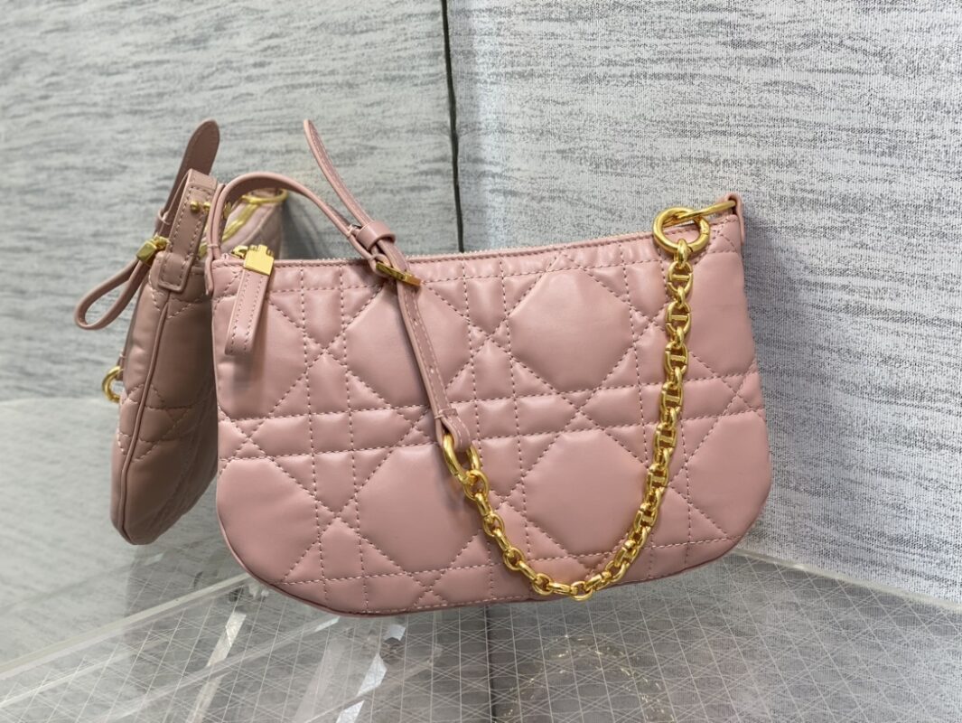 Dior Caro Tulip Bag 25 in Pink Calfskin