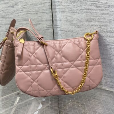Dior Caro Tulip Bag 25 in Pink Calfskin