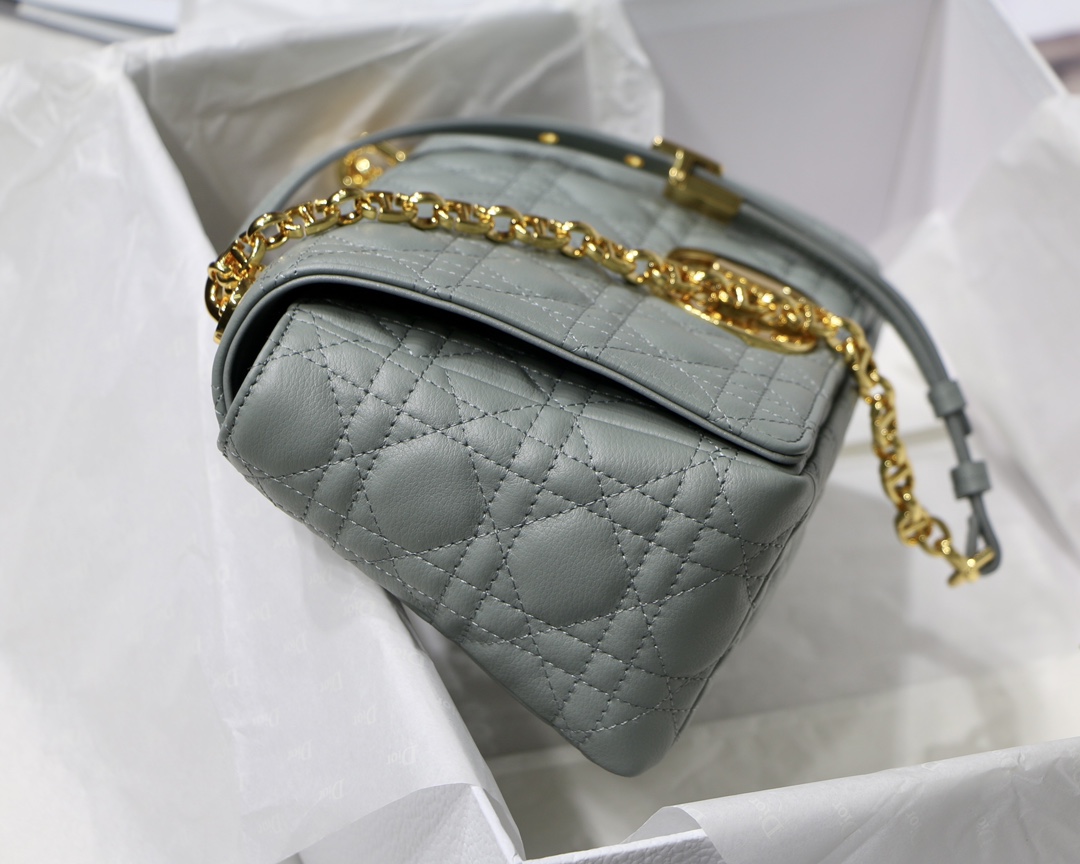 Dior Medium Caro Bag in Grey Calfskin - Image 5