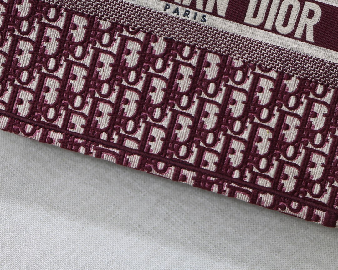 Dior Small Book Tote Bag in Dark Red Monogram - Image 6