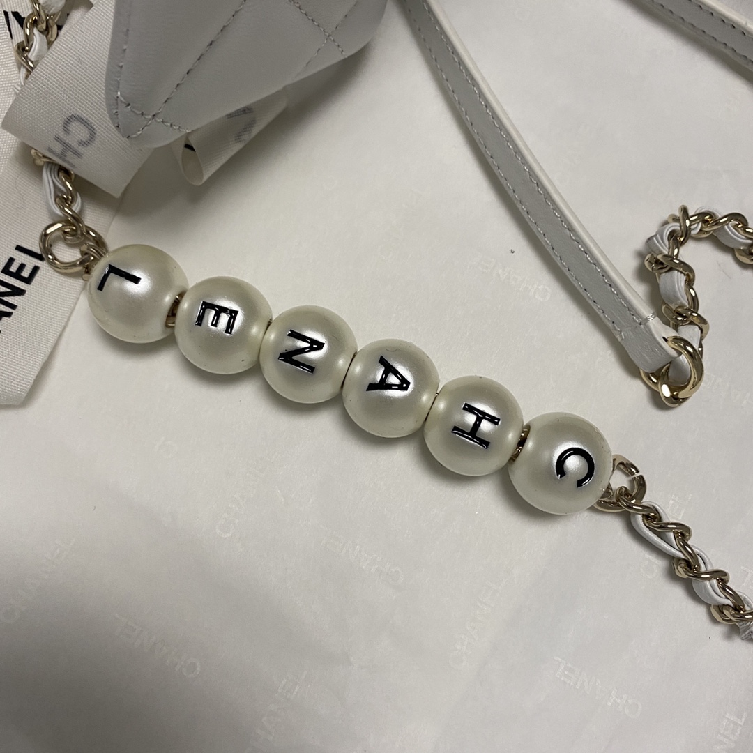 Chanel Pearl Chain Mini Flap Bag in White - Image 10