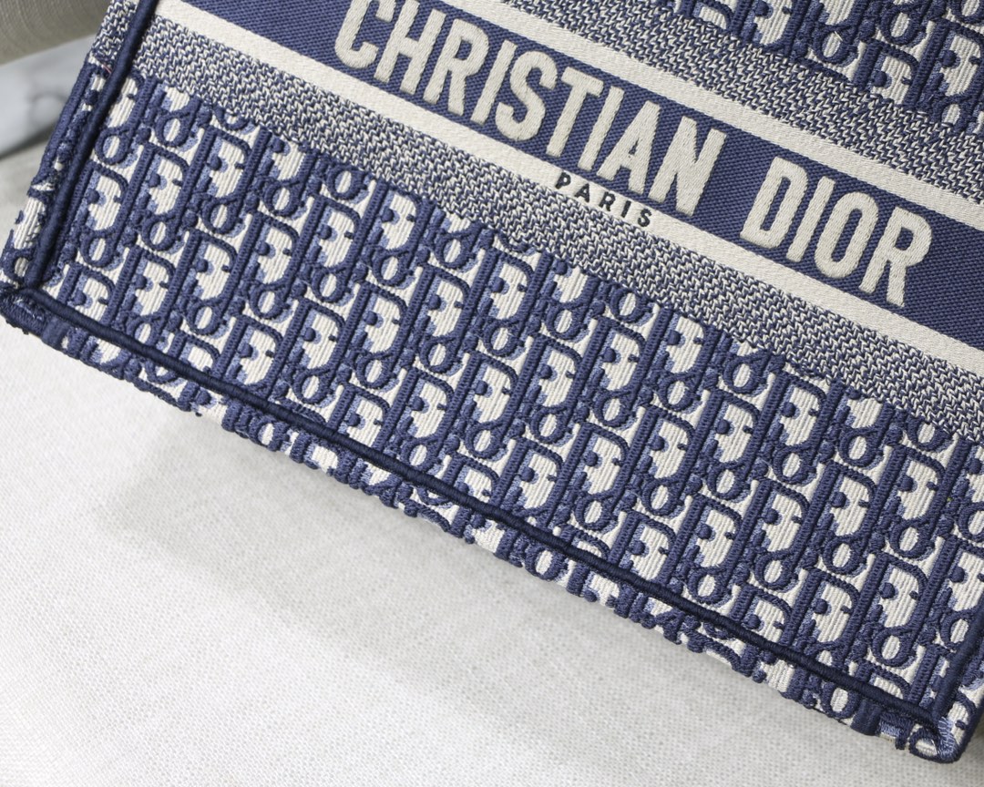 Dior Small Book Tote Bag in Blue Monogram - Image 7