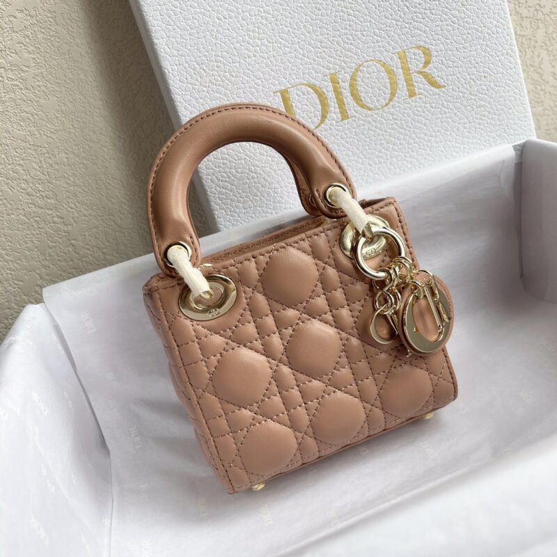 Lady Dior Micro 12 Bag in Dark Beige