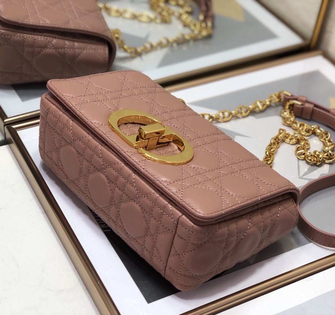 Dior Small Caro Bag in Dark Pink Calfskin - Image 7