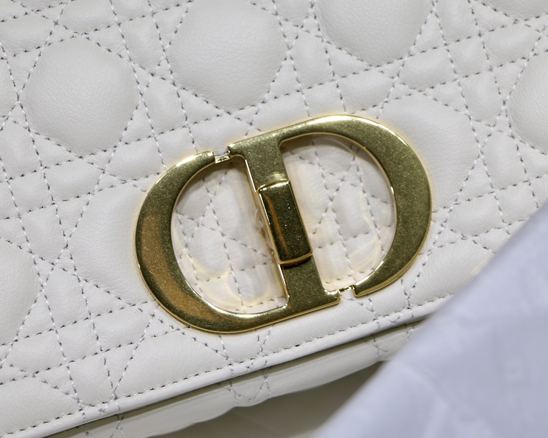 Dior Medium Caro Bag in White Calfskin - Image 10