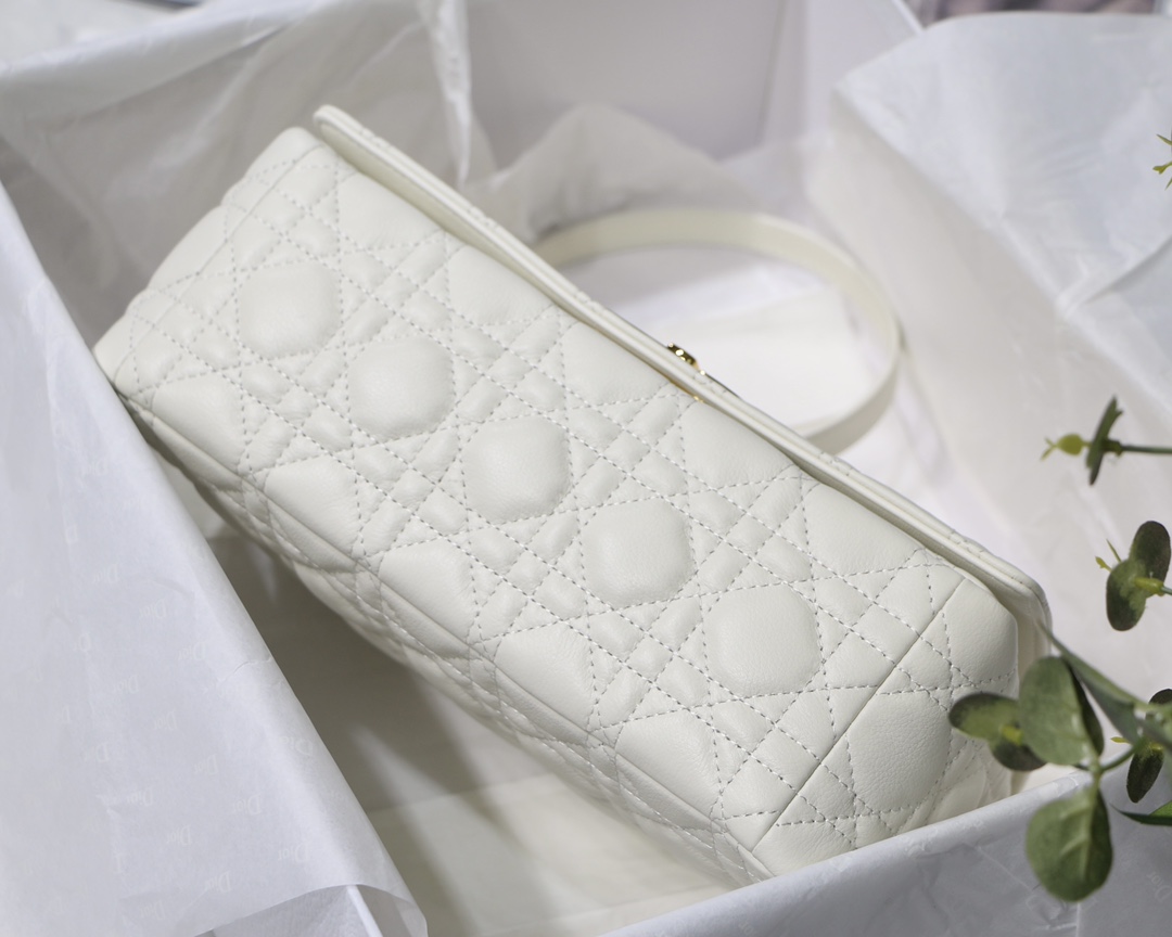Dior Medium Caro Bag in White Calfskin - Image 5