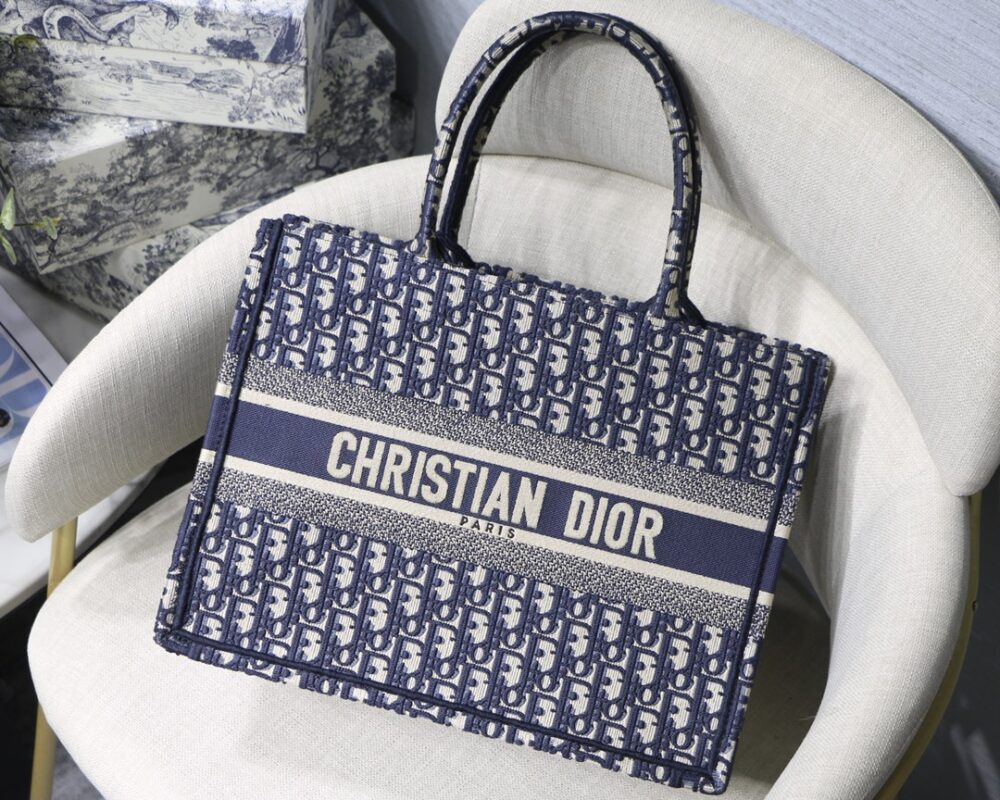 Dior Small Book Tote Bag in Blue Monogram