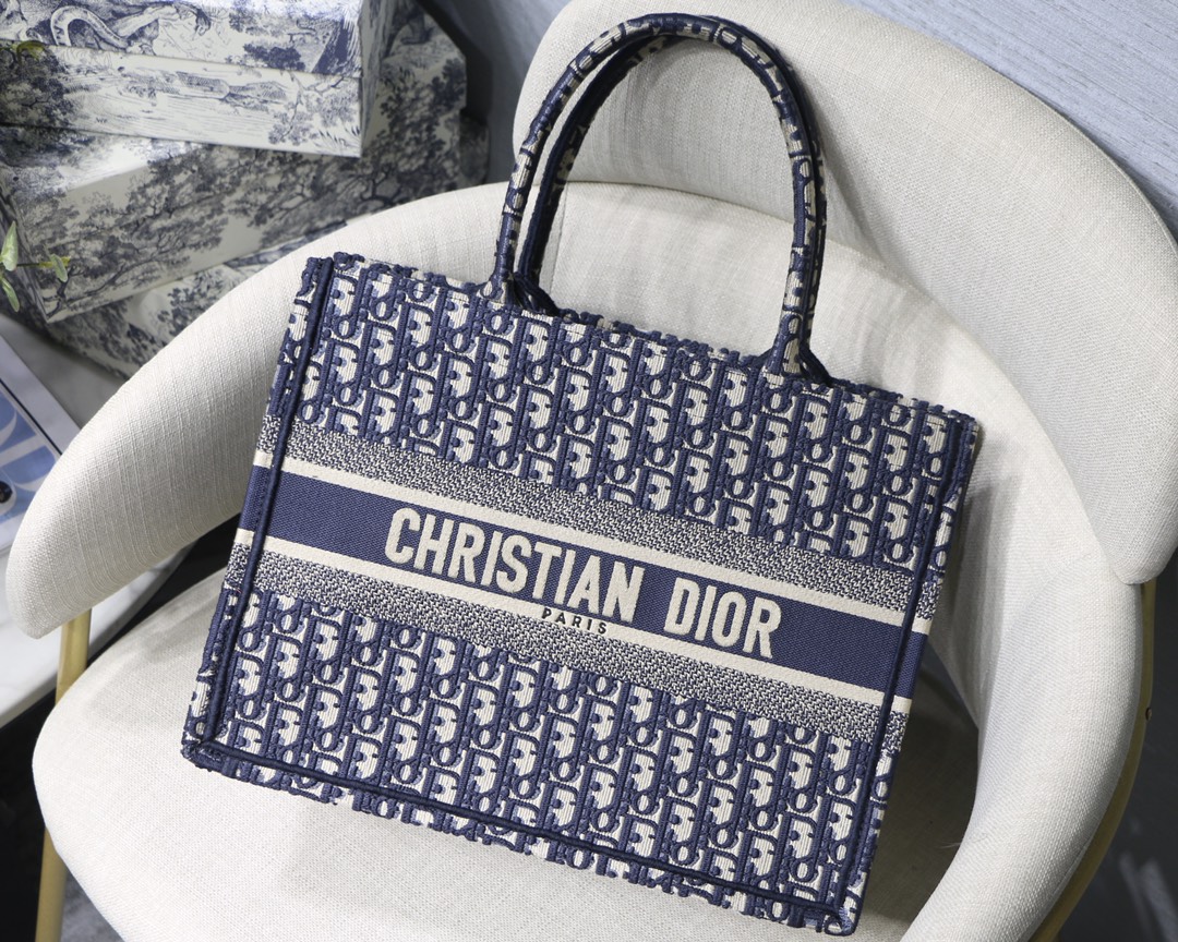 Dior Small Book Tote Bag in Blue Monogram