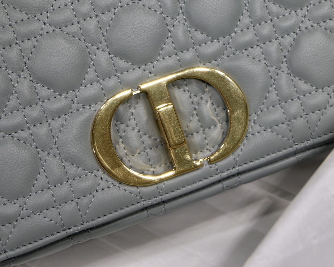 Dior Medium Caro Bag in Grey Calfskin - Image 6