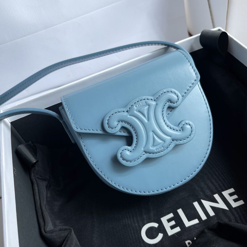 Celine Arc de Triomphe Mini Saddle Bag in Light Blue