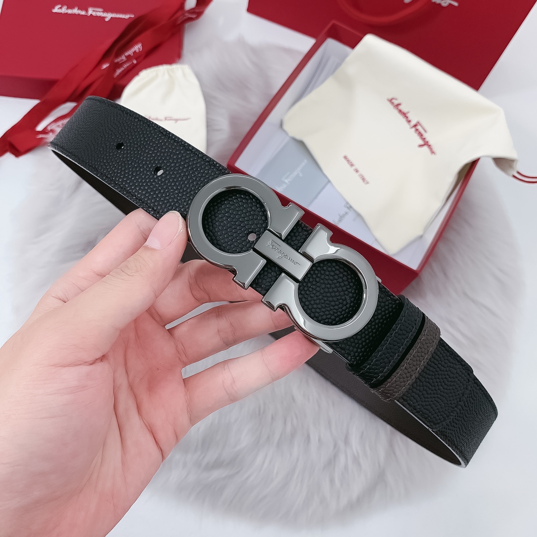 db9bf2_684b1fd15deb4c52adbf211ccc97e095mv2.jpg Ferragamo Logo Buckle Double-sided Leather Belt - Image 1