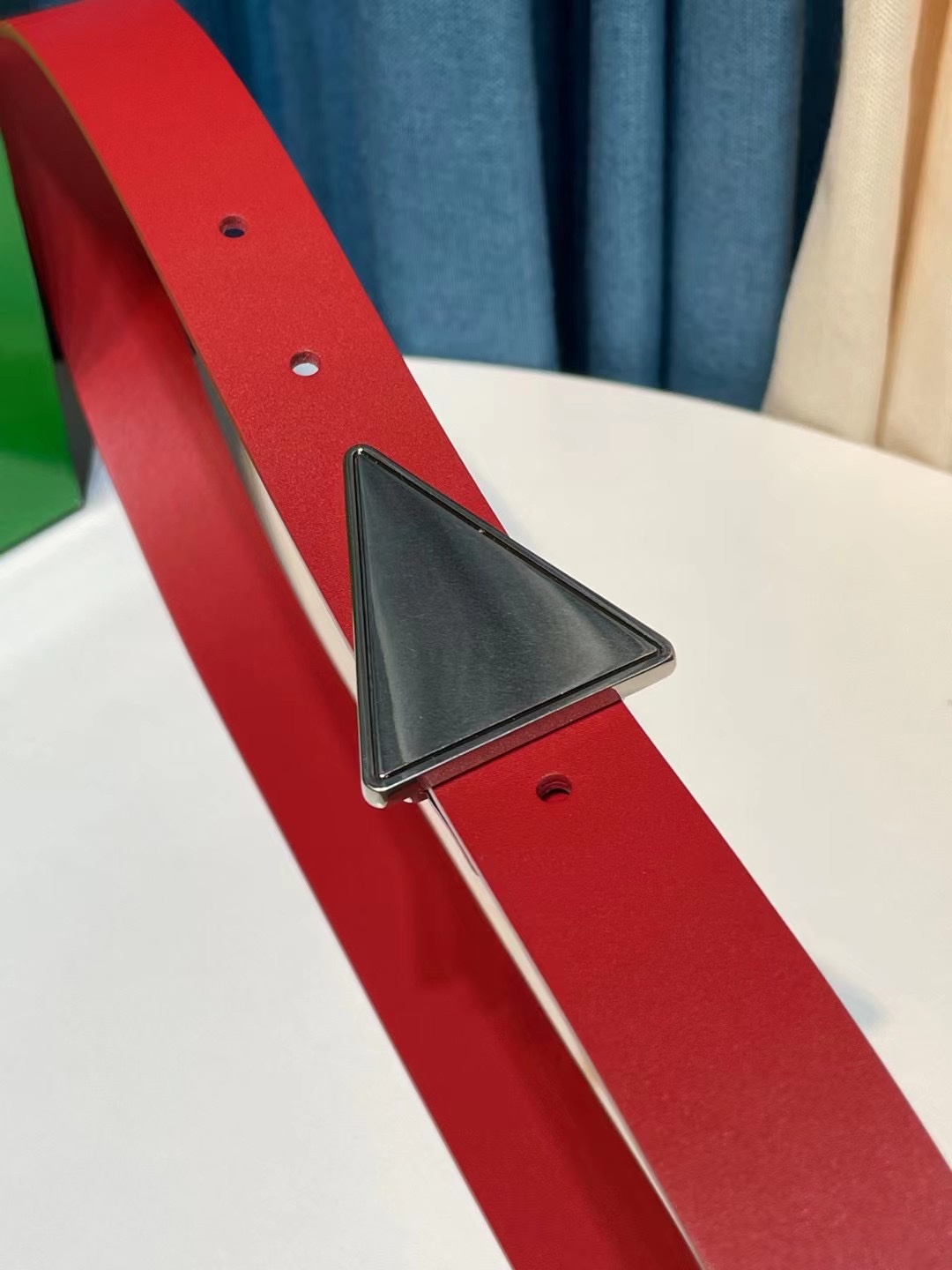 db9bf2_691a7ecbe0b9441fb639937a27772b0cmv2.jpg Bottega Veneta Triangular Buckle Leather Belt - Image 1