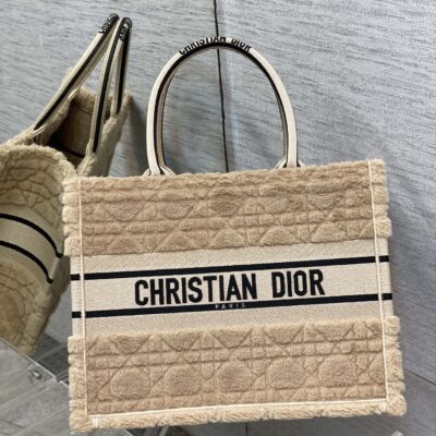 Dior Medium Beige Velvet Tote Bag
